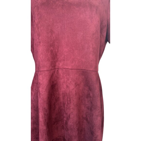 Pappagallo Size 12 Burgundy Suede-Style Scalloped Hem Dress - Picture 8 of 16